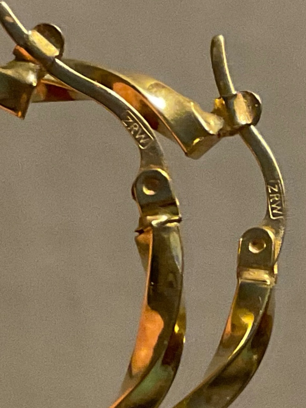 Solid 14K Gold Twisted Hoop Earrings Italy - Picture 10 of 12